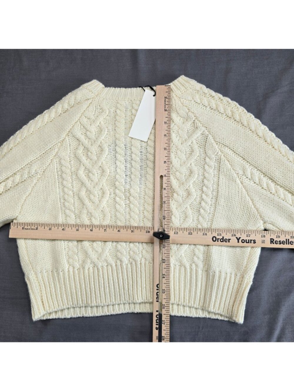 NEW Pretty Garbage Small Cable Knit Crop Sweater Off White Heart Keyhole - Picture 4 of 4